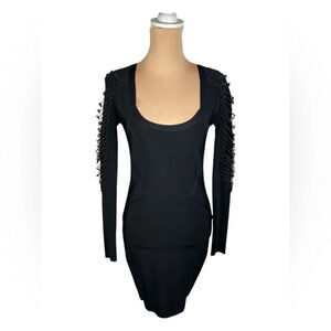 MARCIANO Black Bodycon Military Dress Medium